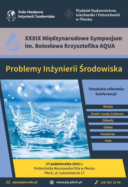 Grafika przedstawia plakat sympozjum dotyczącego Problemów Inżynierii Środowiska