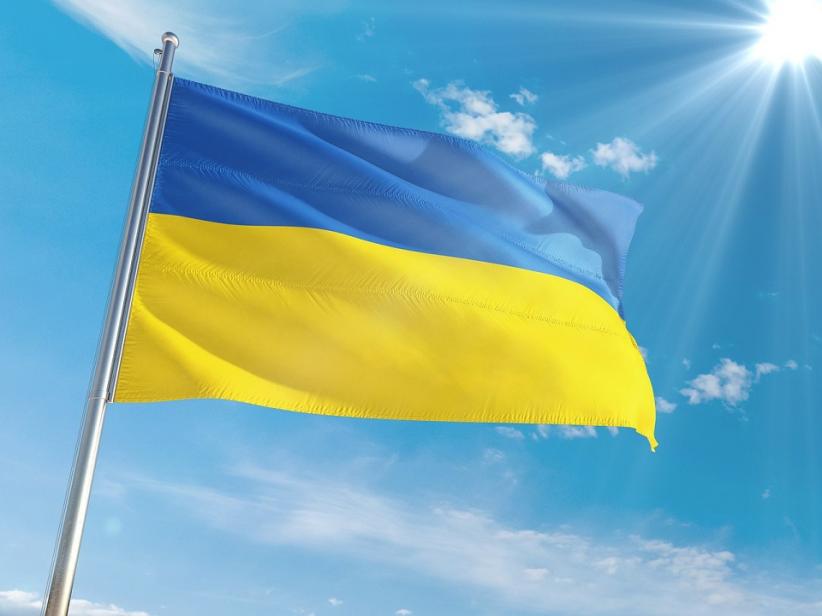 The flag of Ukraine.